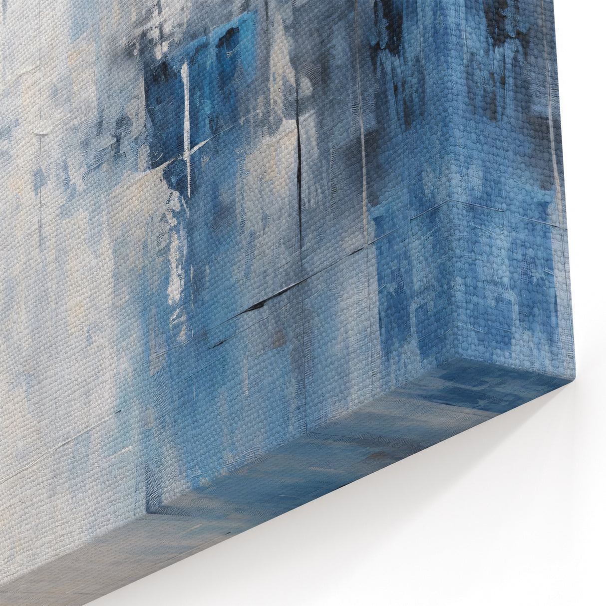 Calm Blue and White Abstract Art - Geometric Brush Strokes Canvas