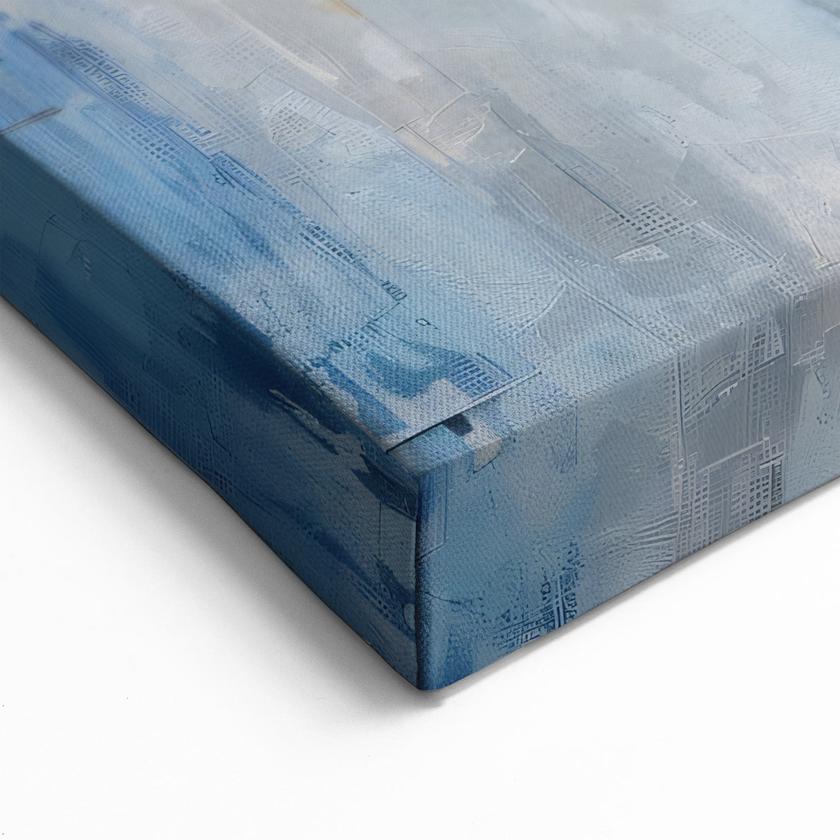 Calm Blue and White Abstract Art - Geometric Brush Strokes Canvas