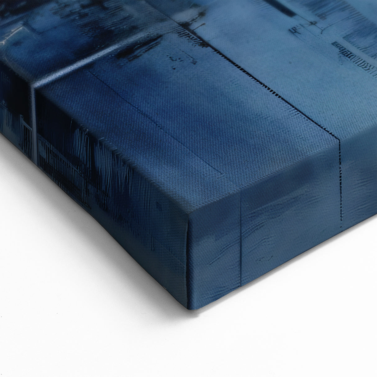 Modern Blue and White Abstract Art - Geometric Brush Strokes Canvas