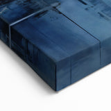 Modern Blue and White Abstract Art - Geometric Brush Strokes Canvas