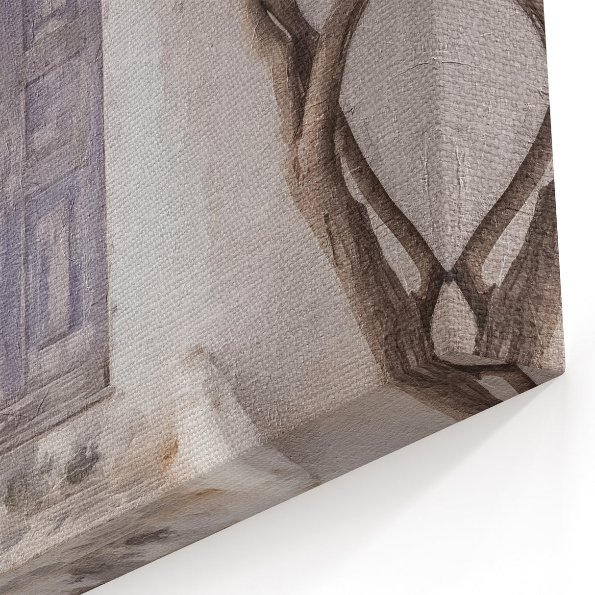 Greek Doors Wall Art - Cycladic Door with Lilac Flowers Santorini Style