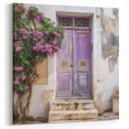 Santorini Door Print - Rustic Lilac Door with Blooming Lilac Flowers