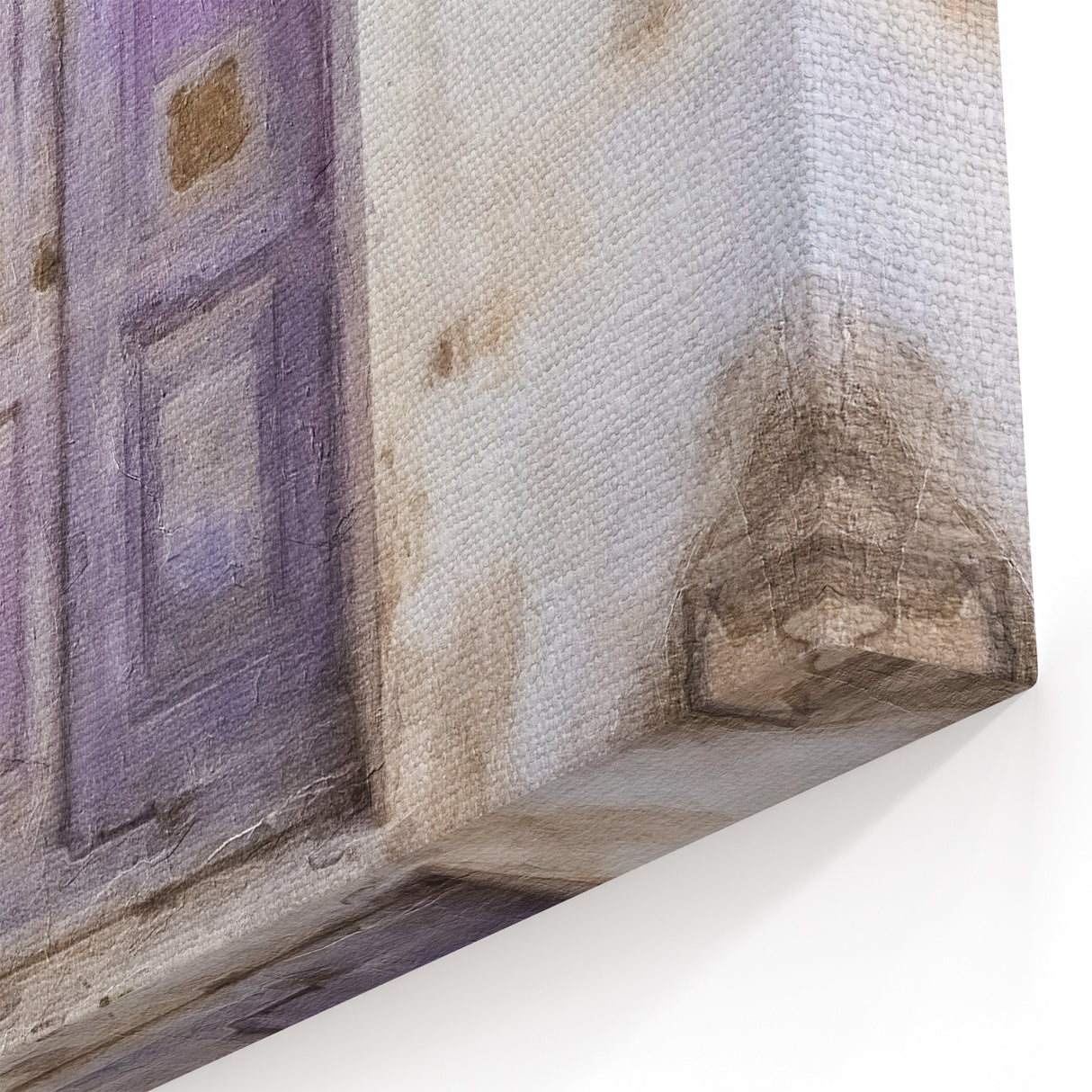 Santorini Door Print - Rustic Lilac Door with Blooming Lilac Flowers