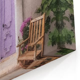 Mediterranean Door Print - Light Purple Door with Greek Patio Charm