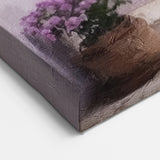 Traditional Greek Door Poster - Lavender Door with Stone Steps and Flowers