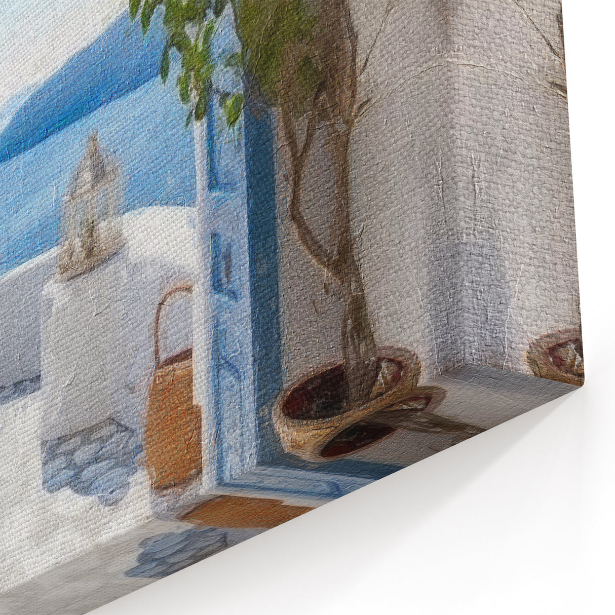 Santorini Open Door Art - Blue Door with Aegean Sea View and Terrace
