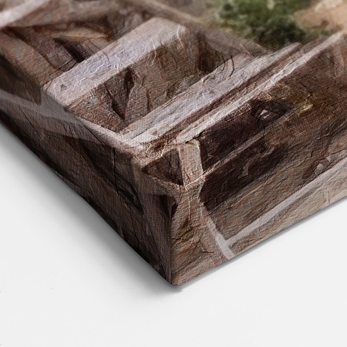 Blue Greek Door Art - Rustic Double Door with Vines and Blooming Flowers