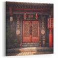 Japanese Temple Door Art - Traditional Red Lantern Wall Print