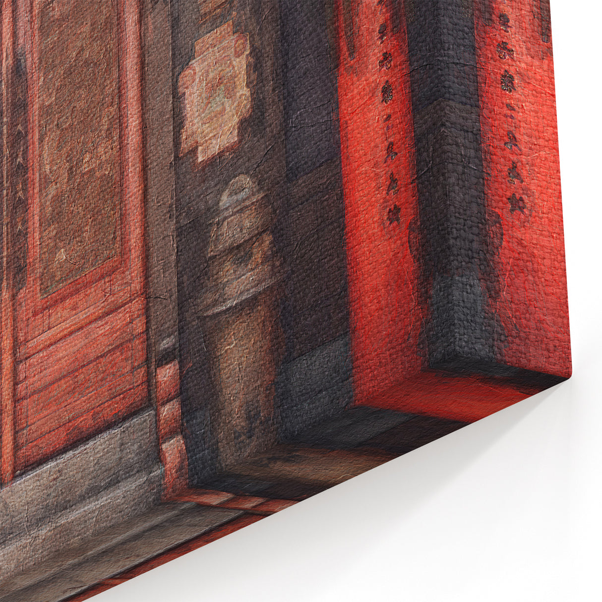 Japanese Temple Door Art - Traditional Red Lantern Wall Print