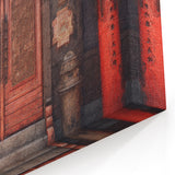 Japanese Temple Door Art - Traditional Red Lantern Wall Print