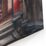 Japanese Courtyard Door Art - Rustic Red Sliding Door Print