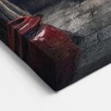 Japanese Courtyard Door Art - Rustic Red Sliding Door Print