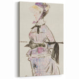 Impressionism Wall Art - Woman in Travel Costume - Elegant Art Sketch Print