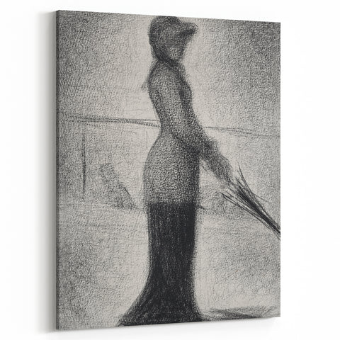 Monochrome Pointillism Art - Woman with Parasol - Seurat’s Graceful Print