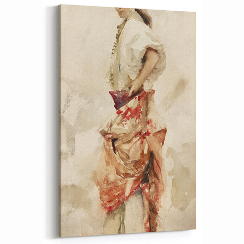 Impressionist Watercolor Art - Girl in Spanish Costume - Sargent’s Portrait Print