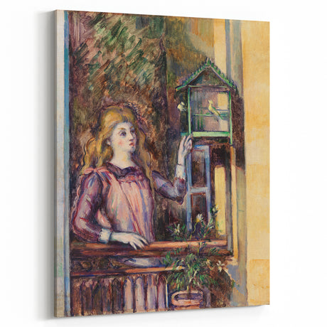 Impressionist Art Print - Girl with Birdcage by Paul Cézanne - Cézanne Wall Art