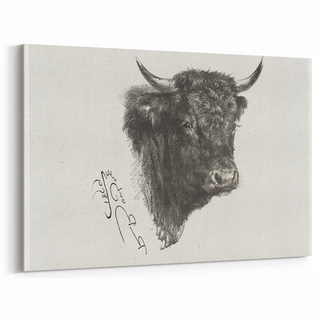Animal Realism Art Print - Head of a Bull by Marie Rosalie Bonheur - Fine Detail Sketch