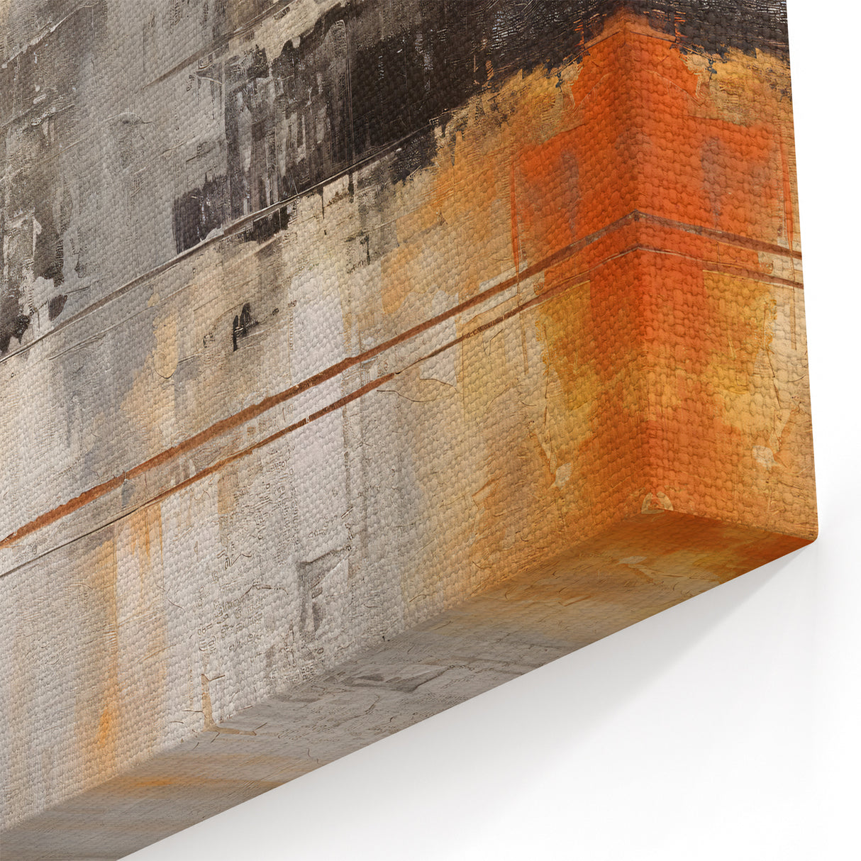 Abstract Strokes and Lines Art - Orange and Gray Brush Strokes Canvas