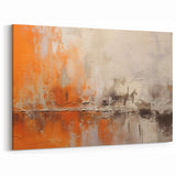 Abstract Line Art - Vibrant Orange and Earthy Tones Brush Strokes Canvas