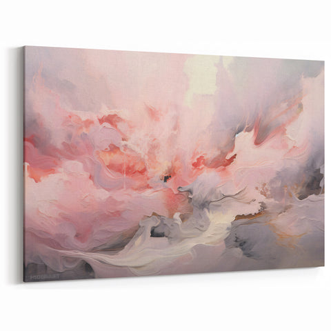 Soft Brush Strokes Abstract Art - Dreamy Pink and Gray Canvas