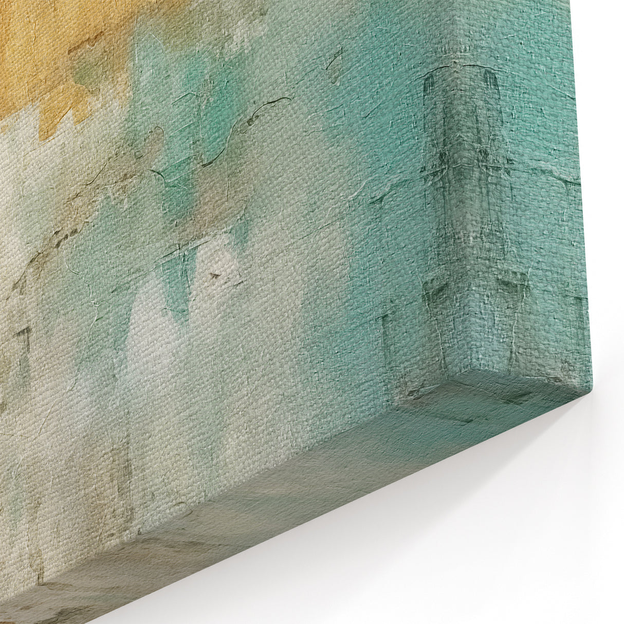 Textured Abstract Line Art - Teal and Beige Brush Strokes Canvas