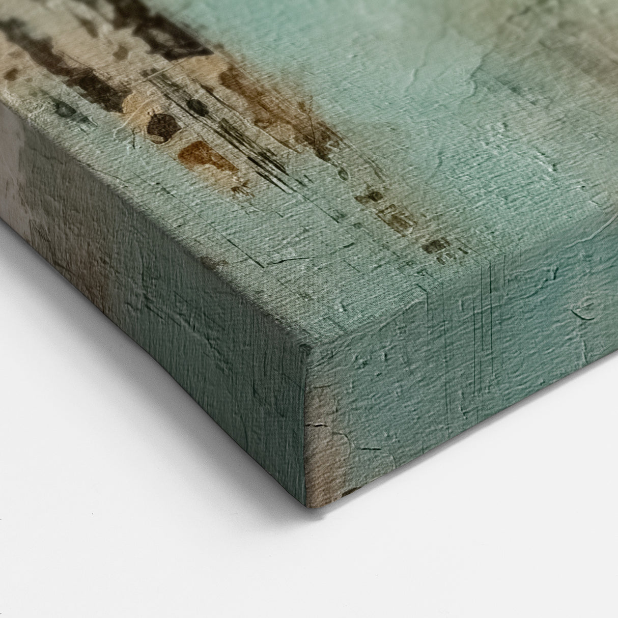 Textured Abstract Line Art - Teal and Beige Brush Strokes Canvas