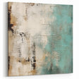 Modern Teal and Beige Abstract Art - Textured Brush Strokes Canvas