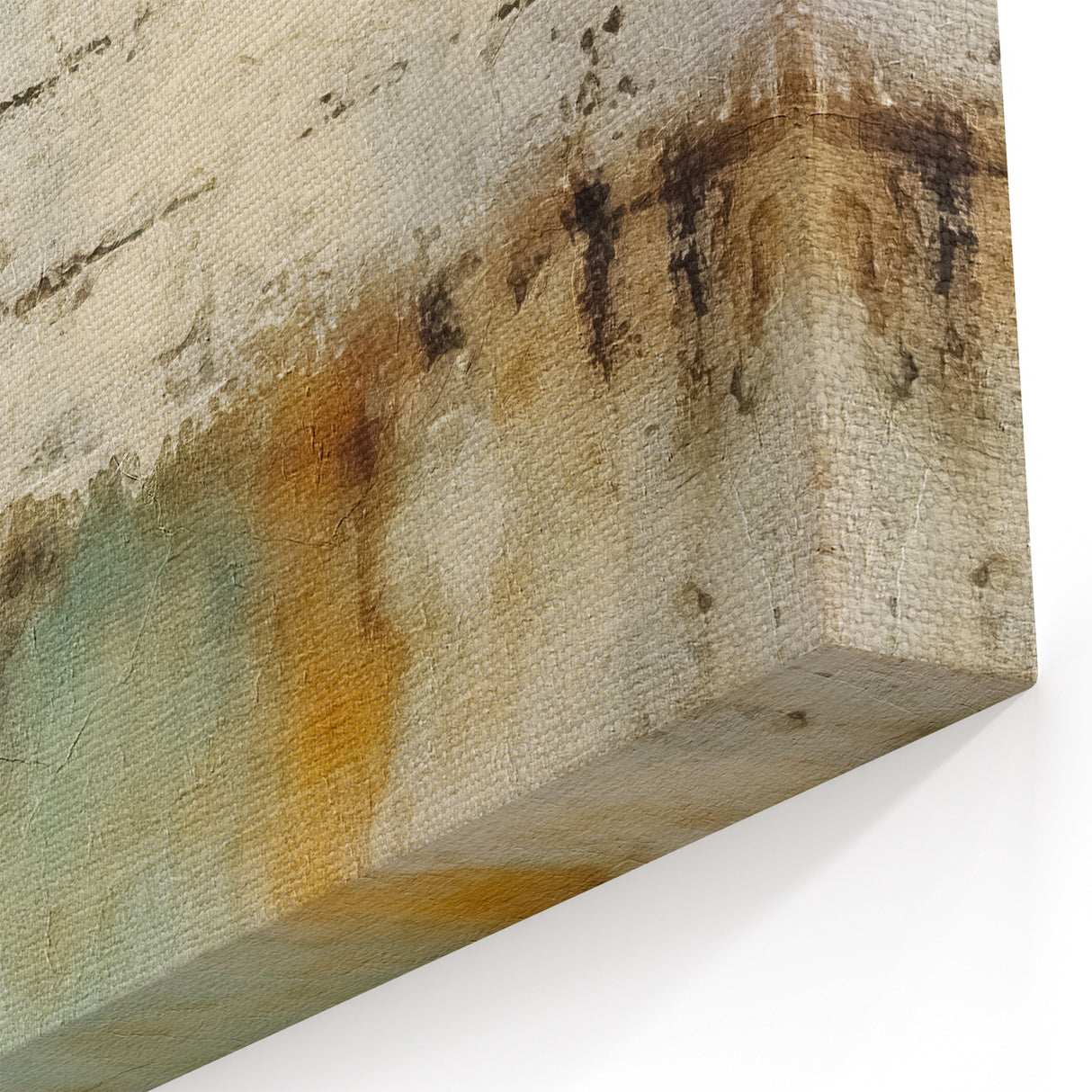 Minimalist Abstract Art - Cream, Teal, and Earthy Textured Canvas