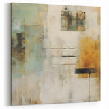 Abstract Geometric Art - Teal, Beige, and Ochre Brush Strokes Canvas