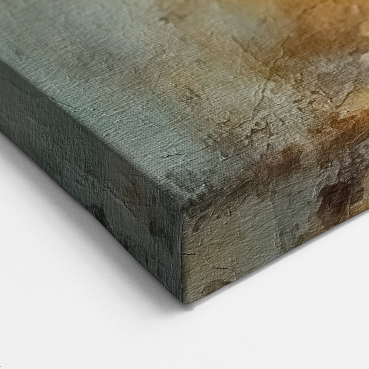 Textured Abstract Wall Art - Teal, Beige, and Golden Ochre Canvas