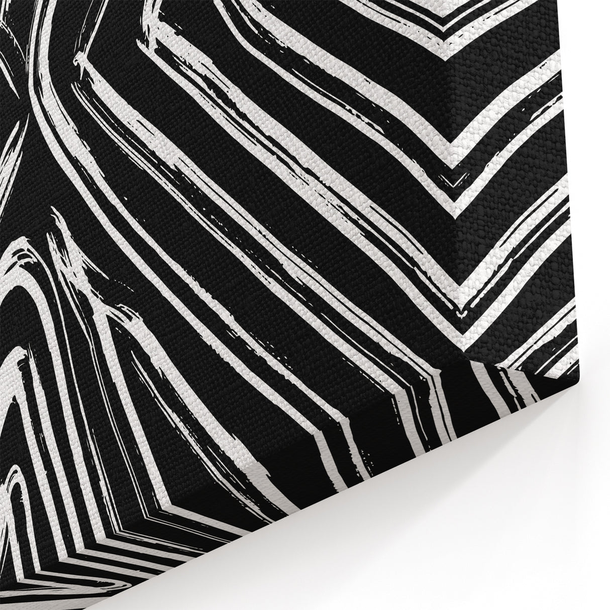 Black and White Line Art - Dynamic Geometric Brush Strokes Canvas
