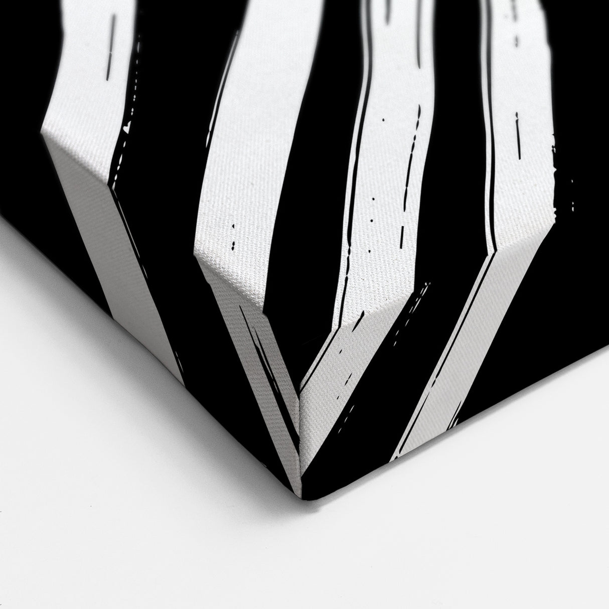 Black and White Line Art - Dynamic Geometric Brush Strokes Canvas