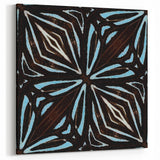 Geometric Abstract Art - Dark Brown, Blue, and White Patterned Canvas