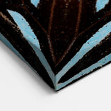 Geometric Abstract Art - Dark Brown, Blue, and White Patterned Canvas