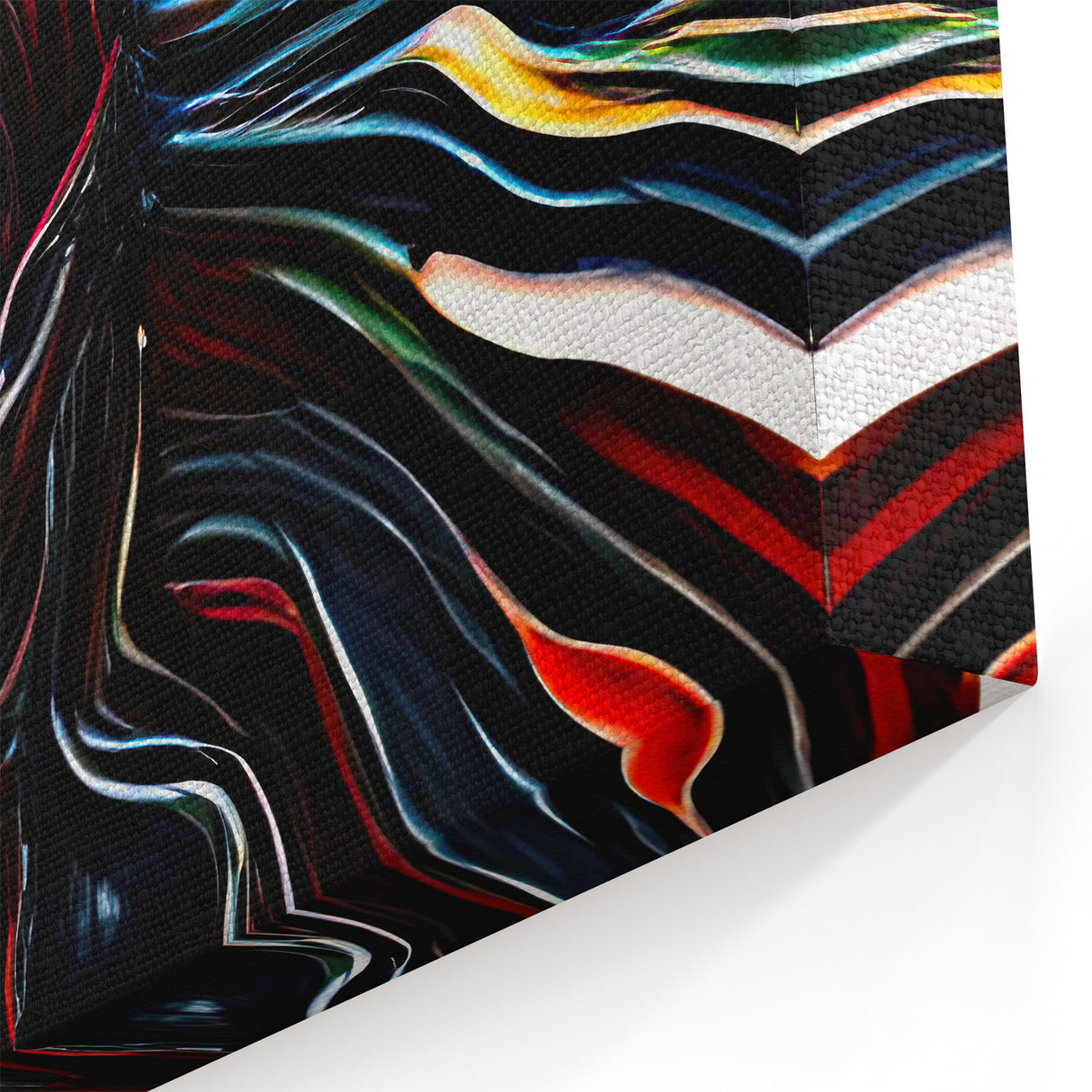 Dynamic Abstract Swirl Art - Black, Red, and Blue Fluid Strokes Canvas
