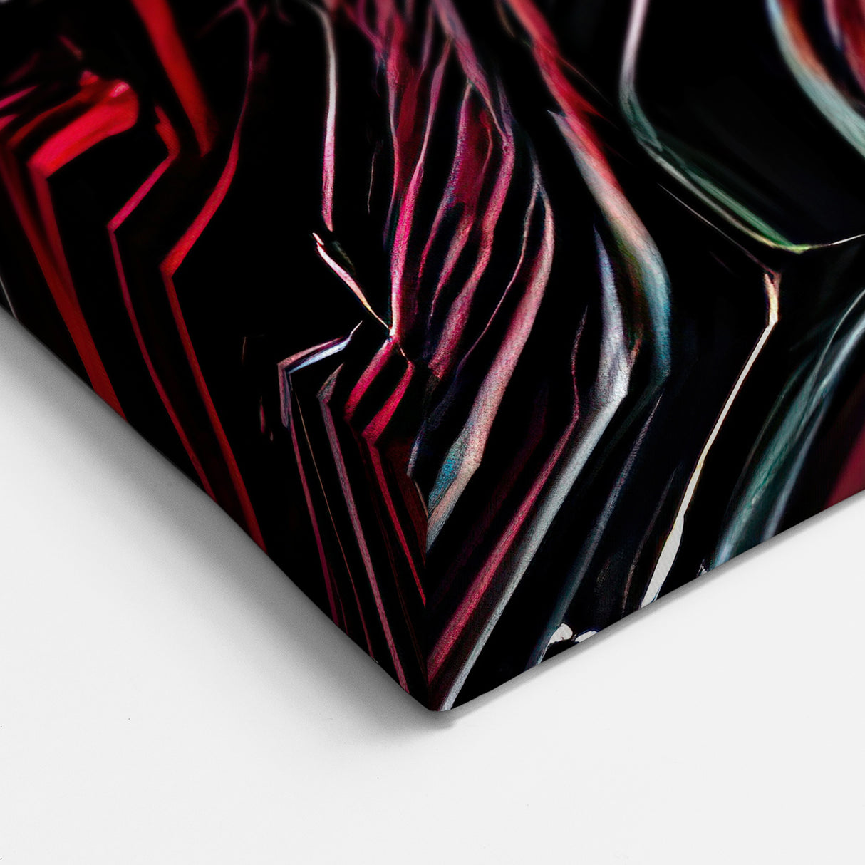 Dynamic Abstract Swirl Art - Black, Red, and Blue Fluid Strokes Canvas