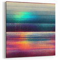 Vibrant Mosaic Abstract Art - Teal, Purple, and Sunset Stripes Canvas