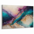 Dreamy Landscape Abstract Art - Teal, Lavender, and Gold Fluid Canvas