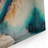 Dreamy Landscape Abstract Art - Teal, Lavender, and Gold Fluid Canvas