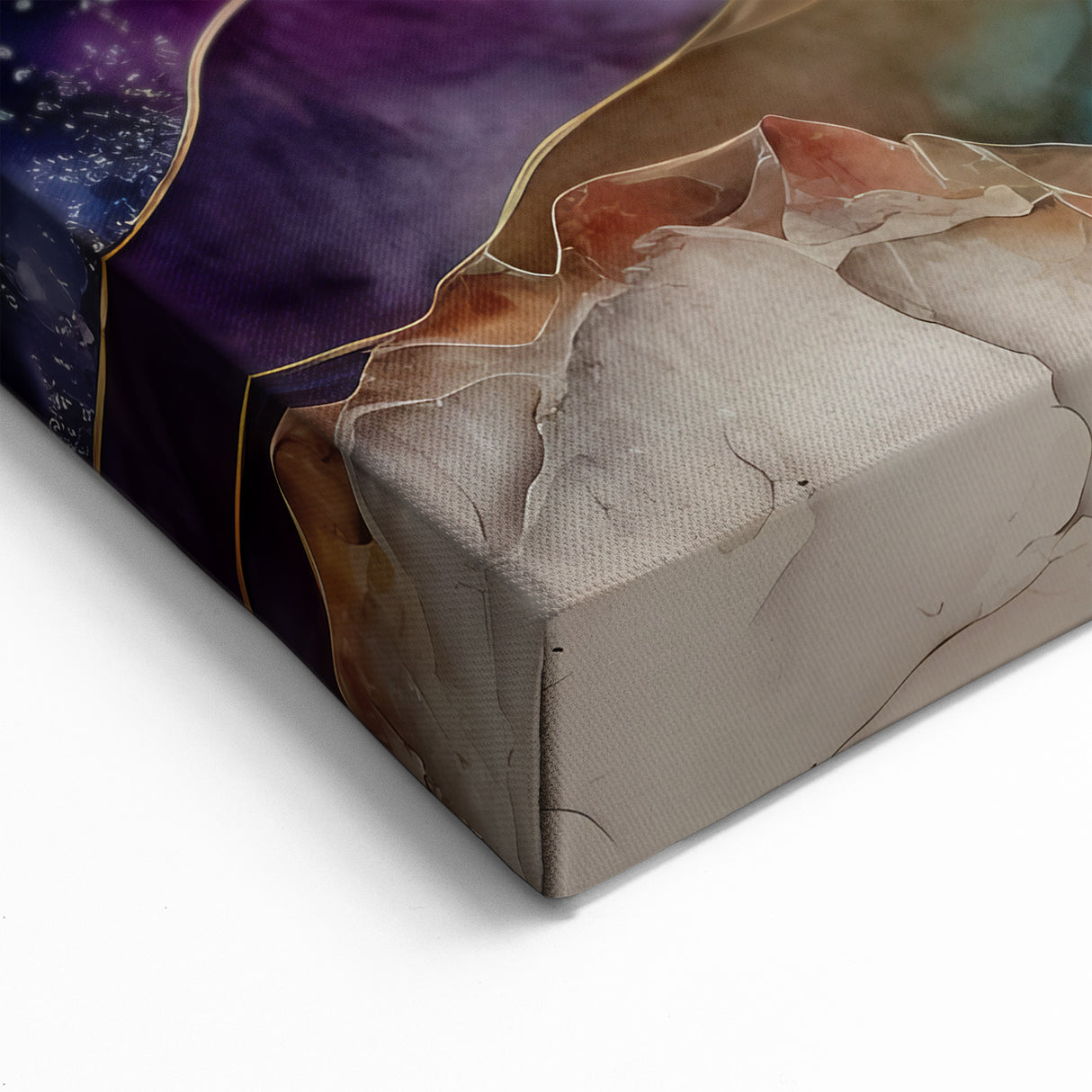 Dreamy Landscape Abstract Art - Teal, Lavender, and Gold Fluid Canvas