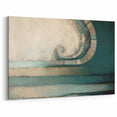 Spiral Abstract Art - Teal and Beige Textured Canvas with Modern Design