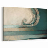 Spiral Abstract Art - Teal and Beige Textured Canvas with Modern Design