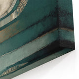 Spiral Abstract Art - Teal and Beige Textured Canvas with Modern Design