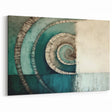 Mesmerizing Spiral Abstract Art - Teal, Beige, and Gray Textured Canvas