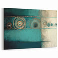 Rhythmic Circle Abstract Art - Teal, Beige, and Earthy Tones Canvas
