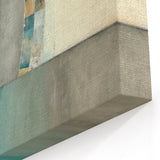Spiral and Geometric Abstract Art - Teal, Gray, and Beige Textured Canvas