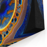 Abstract Strokes and Lines Art - Blue and Gold Geometric Canvas Print