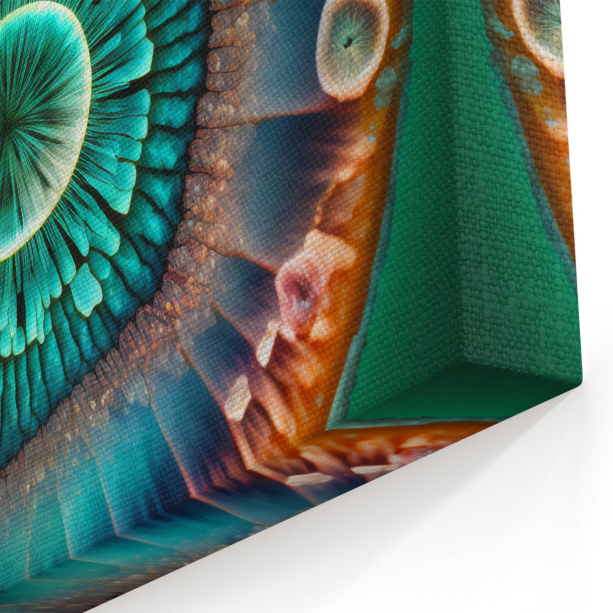 Teal and Green Strokes Abstract Art - Organic Line Canvas Print