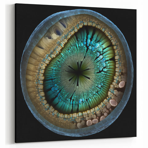 Teal and Beige Abstract Line Art - Organic Pattern Canvas Print