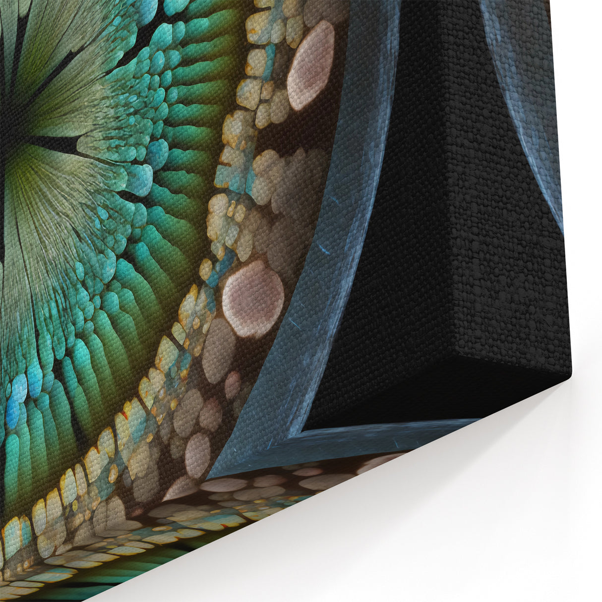 Teal and Beige Abstract Line Art - Organic Pattern Canvas Print